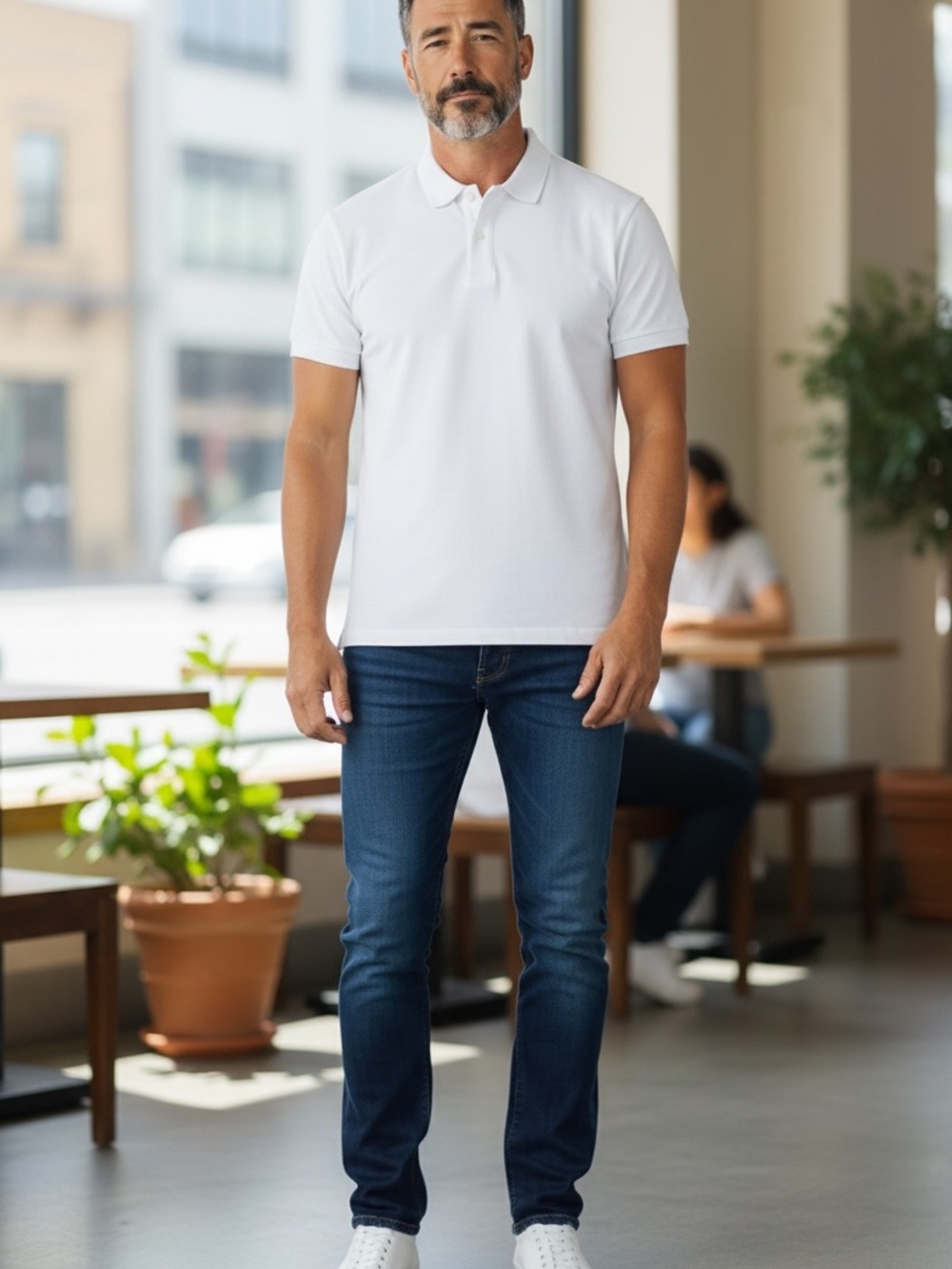 NWT: size M men’s American Eagle  White Polo Shirt - Standard Fit